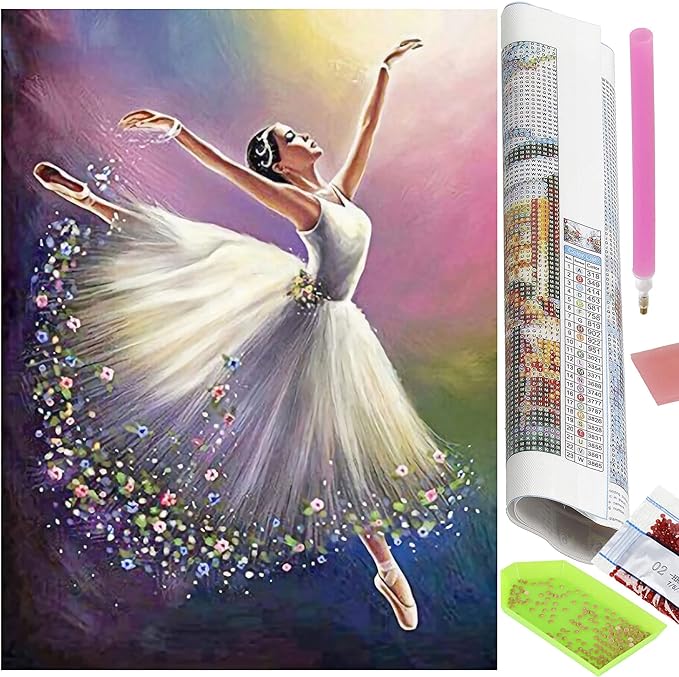 Goblen mozaic cu diamante, Zola®, 5D, model balerina, 30x40 cm Goblen mozaic cu diamante, Zola®, 5D, model balerina, 30x40 cm